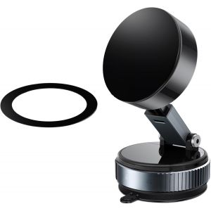 JGD-Support Telephone Voiture, Ventouse Porte Téléphone, Support de Téléphone Magnétique, Magnétique Porte Telephone, Rotation 360°, Pliable Réglable, pour Douche Miroir Gym Noir - Neuf