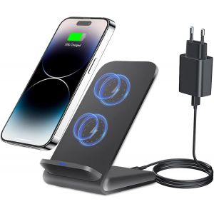 Chargeur Induction 15w Chargeur Sans Fil Charge Rapide Pour Iphone 11 12 13 14 15 16 Pro Max Plus 16e, Samsung Galaxy S25 Ultras24 Fe S23 S22 S21 S20 Google Pixel 9 Pro 9a 8 A 7 A (Adaptateur Inclus - Neuf