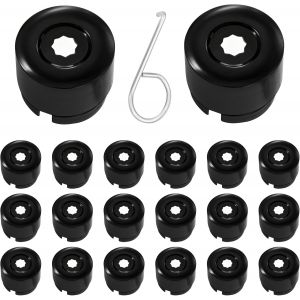 MEVRONISSHOP-20 Cache Ecrou 19 MM,Applicable aux Volkswagen Transporter T5 T6 2003-2020,Noir Cache Moyeu,avec des Outils de D&eacute;montage Cachet D'&eacute;crou de Roue(25MMX25 MM) - Neuf