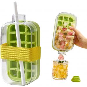 Kal-Bac À Glaçons, Moule À Glaçons Avec Couvercle, 18 Bac À Glaçons En Silicone,Démoulage Facile, Remplissage Rapide Et Sans Toucher, Pour Cocktails, Whisky, Vin, Fruits, Purées De Fruits, Glaces - Neuf