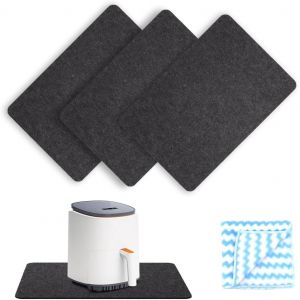 Ayuhr-Lot De 3 Tapis Résistants À La Chaleur Pour Friteuse À Air, Plan De Travail De Cuisine, Tapis De Protection Contre La Chaleur Avec 1 Chiffon, En Feutre Lavable, Support Antidérapant, Pour Machi - Neuf
