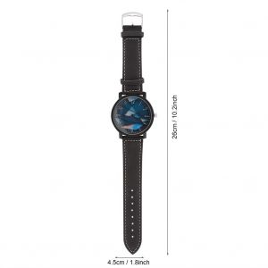 Montre-Bracelet A Quartz Pour Homme Et Femme, Bracelet Rond En Pu, Grand Cadran (Cadran Geometrique) - Neuf