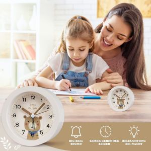 Réveil pour enfants sans tic-tac,bruyant réveil de voyage horloge de bureau avec cloches à double éclairage pour - Neuf