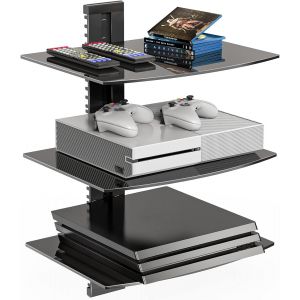 &Eacute;tag&egrave;re Flottante Pour Centre De Divertissement, Peut Supporter Jusqu'&Agrave; 8 Kg, &Eacute;tag&egrave;re Tv Avec Verres Tremp&eacute;s Renforc&eacute;s Pour Lecteurs Dvd, Bo&icirc;tes De C&acirc;bles, Consoles De Jeux, Accessoires Tv - Neuf