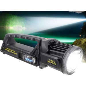 Spot Led Rechargeable 450000 Lumens Avec T&ecirc;te Rotative &Agrave; 350 &deg;, 9 Modes, Super Lumineux, Lampe De Poche Solaire &Eacute;tanche Ipx7 Pour Urgences - Neuf