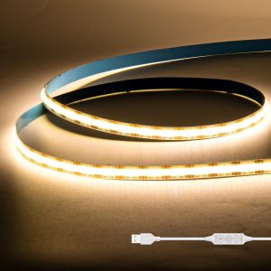 Kalanka-Usb Ruban Led Cob 5v Blanc Chaud 3000k 1m, Dimmable Densité 320leds Bande Lumineuse Led Cob Flexible Découpable Bande Led Pour Tv Rétroéclairage, Armoire, Chambre, Éclairage Maison Diy - Neuf