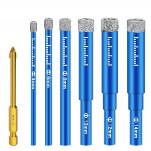 JEXNOVASHOP-7 Pi&egrave;ces Foret Diamant Carrelage,Foret Diamant Gres Cerame avec 5/6/8/10/12/14 mm,Forets Metaux pour 6mm, Meche Perceuse Metal, pour Porcelaine,C&eacute;ramique, Granit,Carrelage - Neuf