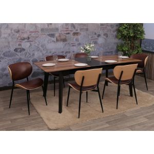 Lot de 6 chaises de salle &agrave; manger HWC-O45, chaise, bois courb&eacute;, similicuir 280 g/m&sup2;, &Ouml;ko-Tex MVGnaturel, brun vintage - Neuf