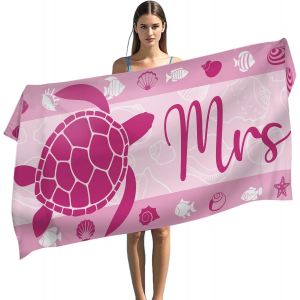 Eryi-180 X 90 Cm - Serviette De Plage En Microfibre - Grande Serviette De Bain Pour Homme Et Femme - Serviette De Plage À Séchage Rapide Pour Couples (Tortue Rose) - Neuf