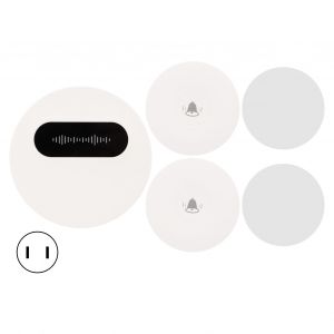 Sonnette sans fil auto-generatrice, 1 recepteur, 2 boutons-poussoirs, sans pile, pour la maison, prise americaine - Neuf