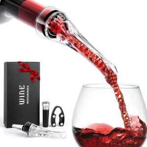 Checarzhn--No1-Aerateur Vin Bec Verseur Pas De Goutte, Decanteur Aérateur À Vin Matériau Sûr, Bec Verseur Vin Avec Bouchon À Vin Sous Vide, Coffret Cadeau Exquis Aerateur De Vin Pour Fêtes, Dîners, B - Neuf