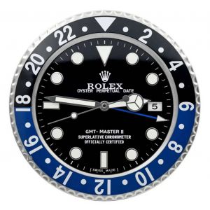 Horloge murale Rolex GMT style Batman, noir et bleu - Neuf