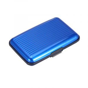 Portefeuille fin en métal pour cartes de crédit, pour hommes et femmes, protège contre les pickpockets électroniques et le vol d'identité (bleu) - Neuf