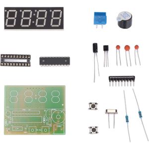 Kit D'horloge &eacute;lectronique Num&eacute;rique Bricolage Horloge LED 4 Chiffres Kit de R&eacute;veil Bricolage Kits D'horloge &agrave; Souder &eacute;lectronique pour L'&eacute;cole - Neuf