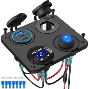 Panneau D'interrupteur &Agrave; Bascule Chargeur Usb Voltm&egrave;tre Led Sasquatch Lights Wench Power Feux Arri&egrave;re Interrupteur On Off Panneau D'interrupteur &Agrave; Bascule &Eacute;tanche Pour Voitures 12 V,Camions,Bateaux - Neuf