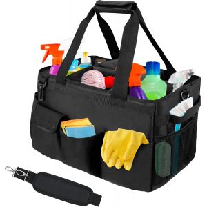Organiseur de Nettoyage Avec Poign&eacute;e - Grand Sac Caddy Pour la Maison et Voiture - Sac &agrave; Main de M&eacute;nage Avec Bretelles R&eacute;glables (Noir) - Neuf