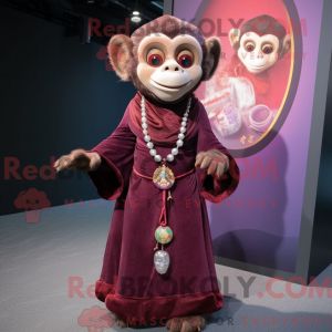 Costume De Mascotte Redbrokoly De Singe Capucin Marron Habill&eacute; D Une Robe De Bal Et De Colliers - Neuf