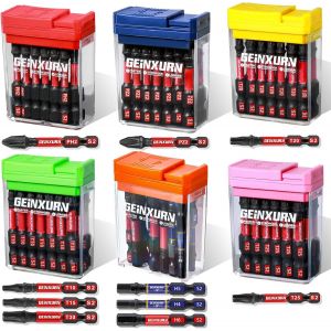 VornixorSarlshopLot de 90 Embouts de Tournevis Visseuse, 50 mm (PH2/PZ2/T10/T15/T20/T25/T30/Hex) Embouts de Vissage Magn&eacute;tiques en Acier S2, Tige Hexagonale 1/4"" avec Rangement Bo&icirc;te Color&eacute;e - Neuf