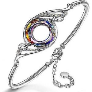 Bracelet Phoenix « Rise From The Ashes » Fabriqué Avec Des Cristaux D¿Autriche, Bracelet Jonc Ajustable Pour Femmes 7""+2 », Emballé Avec Boîte À Bijoux, Birthda - Neuf