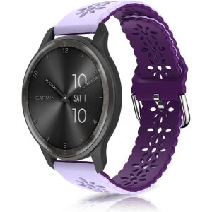 Kal-20mm Bracelet Pour Garmin Vivoactive 6/5 /Garmin Forerunner 165/Forerunner 165 Music, Soft Silicone Respirant Sangle Bracelet Violet - Neuf