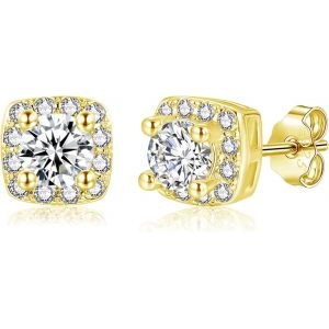 Kal-Boucles D'oreilles En Argent Sterling 925, Boucles D'oreilles Carrées En Argent Sterling 925, Zircone Cubique, Hypoallergéniques, Petites, Cartilage, Sommeil, Boucles D'oreilles Plates, Cadeau - Neuf