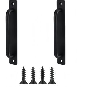 YUJTG-2 Pièces Poignée de Porte de Grange Coulissante,Poignées Traction de Porte pour Grange, Porte en Bois, Jardin Extérieure,Armoire Placard (Noir,210mm) - Neuf