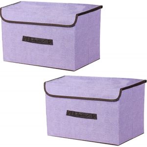 KALANKA-Boite de Rangement avec Couvercle,Boite Rangement Tissu,Cube de Rangement tissu,Pliantes,Boîtes de Rangement pour placards,Vêtements,Penderies,Jouets (36×23×24cm/2pack, Violet) - Neuf