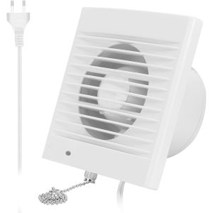 Ventilateur d'extraction 100 mm 12W 130m&sup3;/h avec Clapet anti-retour et Interrupteur &agrave; cha&icirc;ne,Ventilateur de Fen&ecirc;tre et Mural Pour Cuisine Salle de Bain Serre Garage -4 pouces.[I356] - Neuf