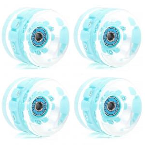 Lot De 4 Roues Lumineuses Pour Planche De Surf Terrestre 65 X 45 Mm, Transparentes, Pour Skateboard, Longboard, Flocon De Neige Bicolore, Blanches - Neuf