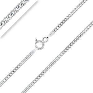Trahoo-- Collier - Chaîne Argent 925/1000 - Maille Gourmette Plate - Finition Rhodié - Largeur : 2 Mm - Neuf