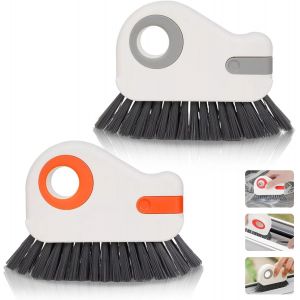 2pcs Rainure Nettoyage Fen&ecirc;tre Brosses,Brosses De Nettoyage 2 En 1,Multifonction Rainure Rail Rapide Nettoyage Outil,T&ecirc;te De Baleine Nettoyante,Pour Salle De Bain De Cuisine - Neuf