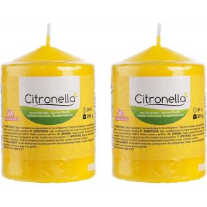 Lot de 2 Bougie Citronelle, Bougies Parfumées Citronelle10x7cm, Bougies Jaune Piliers Bougies Citronnelle 35 Heures de Combustion - Neuf