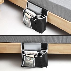 Hjlian Sac De Rangement Compact En Tissu Oxford, Organiseur De Canape, De Chevet, De Chambre, De Livres, D'articles Divers, Noir - Neuf