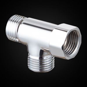 Inverseur 3 voies en laiton G1/2" - Adaptateur universel en T pour douche - Inverseur de tuyau de douche pour bidet et pulvérisateur portables - Chromé - Neuf