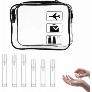 MAA-6 Pièces Distributeur de Flacon Pompe Vide, 1 Pièce Trousse de Toilette Transparente, Flacon Voyage Transparent, Trousse Voyage Avion pour Le Transport de Liquide pour Cosmétiques Shampoing - Neuf