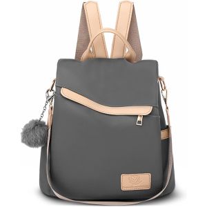 nzqaf-Sac a Dos Femme Sacs à Main Portés Dos Femme Sac Antivol Femme Elegant Leger Sac à Dos Feminin Voyage Tendance Imperméable PU Cuir + Nylon Gris - Neuf