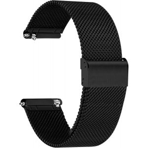 Bracelet Montre Metal Maille - Noir Dégagement Rapide Bracelets Pour Homme Femme - Métallique Mesh Watch Strap Connectée Boucle - 10mm 12mm 14mm 16mm 18mm 20mm 22mm - Neuf
