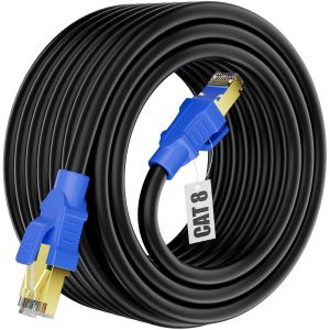 EUOP-Cat 8 Cable Ethernet 5M, Super Débit 40Gbps 2000Mhz Rj45 Cat8 5M Câble Réseau Haut Débit Blindé Sftp Cat 8 Câble Lan Anti-Brouillage Résistant Aux Intempéries Pour Routeur Switch Modem - Neuf