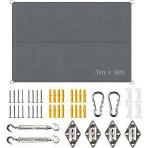 Ulteronixshop-Toile Ombrage Imperm&eacute;able 3 X 4 M,Voile Ombrage Rectangulaire Avec Fixation Toile Ombrage,Offre Une Protection Contre Les Uv,Pour Patio &Ecirc;tre Applicable Jardins, Balcon Et Pergola - Neuf