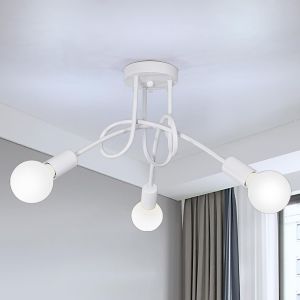 Subzonal-Plafonnier Industriel, 3-Lumi&egrave;res Suspension R&eacute;tro Lustre E27, Luminaire Plafonnier Vintage Pour Chambre Cuisine Couloir Salon, Blanc, &Oslash;40cm (Sans Ampoules) - Neuf