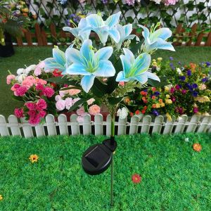Lampe Solaire Bleue À Led Avec Simulation De Fleur - Neuf