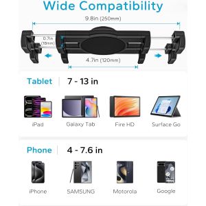 Support Tablette Voiture Fente Cd Pour 4-13"" Ipad T&eacute;l&eacute;phone, Solide Porte Tablette Auto Lecteur Cd Avec Rotatif &Agrave; 360&deg; Pour Ipad Pro Air Mini, Samsung Tab, Kindle Fire Hd, Lenovo, Iphone - Neuf