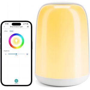 Lampe De Chevet Tactile Wifi, Veilleuse Led Compatible Avec Apple Homekit, Alexa Et Google Home, Rgbww Lampe De Table Multicolore Dimmable Avec Commande Vocale Et Contr&ocirc;le &Agrave; Distance - Neuf