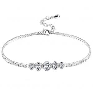 Romad Style Simple Femmes Bracelet Zircon D&eacute;coration Plaqu&eacute; Platine Bracelet Bijoux - Neuf