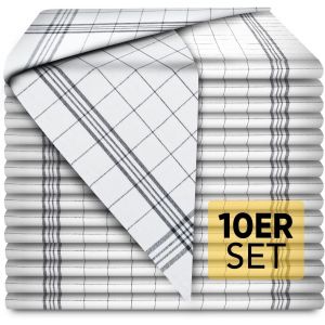 Eryi-Loco Bird Torchons De Cuisine En Coton 50x70 Cm Gris - Set De 10 Pièces - Torchons À Vaisselle De Qualité Supérieure - Torchon Cuisine 100% Coton - Gris - Neuf