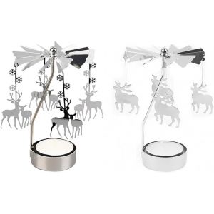 KALANKA-2Pcs Photophore, Porte-Bougies À Réchaud Bougeoir Bougie Chauffe-Plat Carrousel Bougeoirs Chandelier Noel, Chandelier En Métal Idéal Pour Les Mariages, Décoration De Maison, Table Et De Cadea - Neuf