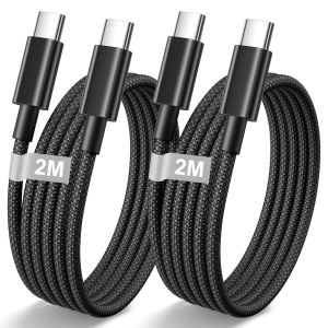 THEF-iPhone 15 16 Câble USB C vers USB C 2M/Lot de 2, Câble Type C Charge Rapide PD 60W Cordon iPhone 16 pour iPhone 16 Pro Max/16 Plus/16/15 Plus/15,iPad Pro - Neuf