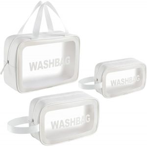 Trousse De Toilette Transparente Et Étanche Pour Femme, Trousse De Toilette De Voyage, Trousse De Maquillage (Blanche)-Générique - Neuf