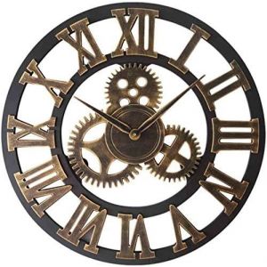 Horloge murale vintage silencieuse en métal avec chiffres romains, sans tic-tac, décoration d'intérieur pour salon, cuisine, café, hôtel, bureau, 35 cm - Neuf