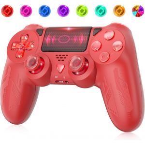 Manette Ps4, Pavé Tactile À Double Moteur, Capteur De Vibration 6 Axes Avec Éclairage Led Turbo/Touchpad/Prise Audio 3,5 Mm, Manette De Jeu Pour Ps4/P4 Pro/P4 Slim/Pc - Neuf